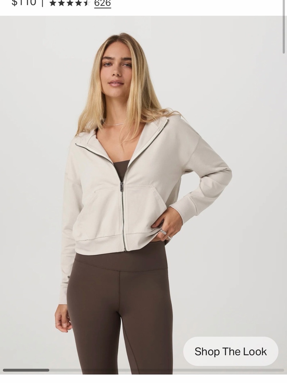 Vuori Halo Modern Full Zip Hoodie medium ecru heather